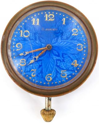 Stunning Dial / C1920s 8 Jours 8 Days Pocket Watch / Car.  Hebdomas Type Movement