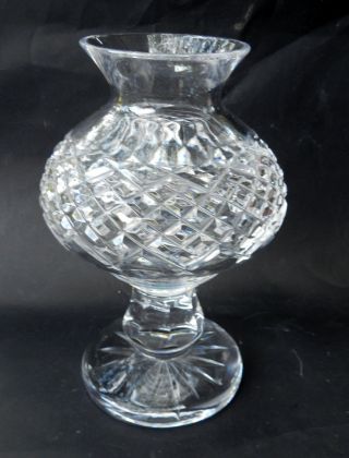 Vintage Waterford Crystal 2 Pc.  Alana Fairy Hurricane Light Lamp 7.  5 " Tall