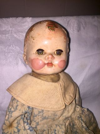 Creepy Baby Doll Haunted Rolling Eyes Scary Antique Doll