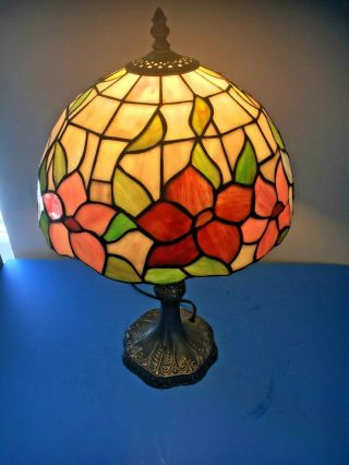 Vintage/antique 21 " Tiffany Style Stained Glass Table Lamp