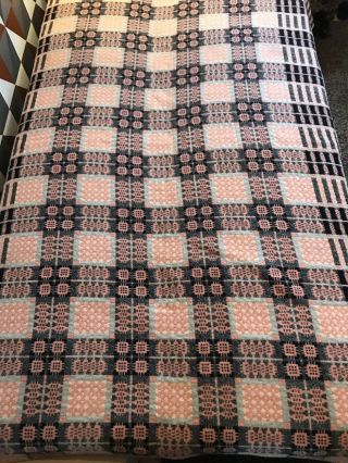 Vintage Mid Century Welsh Reversible Wool Tapestry Blanket 58”x 80”