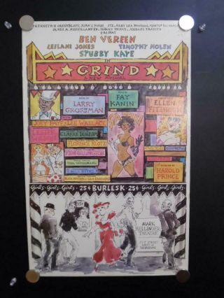 1985 Grind Broadway Musical Mark Hellinger Theatre Window Card Poster Vintage