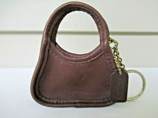 Vtg Coach Mini Classic Legacy Brown Bag Key Fob Keyring Coin Purse Leather