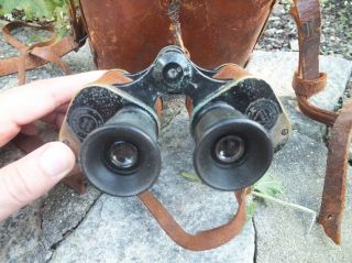vintage Bausch & Lomb WWI US Army military signal Corps BINOCULARS compass CASE 2