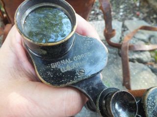 vintage Bausch & Lomb WWI US Army military signal Corps BINOCULARS compass CASE 4
