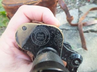 vintage Bausch & Lomb WWI US Army military signal Corps BINOCULARS compass CASE 6