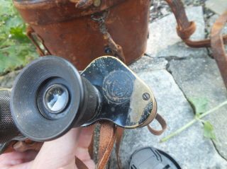 vintage Bausch & Lomb WWI US Army military signal Corps BINOCULARS compass CASE 8