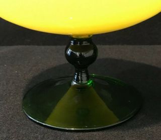 LARGE VINTAGE Yellow And Green ART GLASS EMPOLI APOTHECARY JAR WITH LID 11 3/4” 2