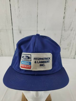Vtg Ford Holland Patch K Brand Snapback Trucker Hat Cap K Products Blue Usa
