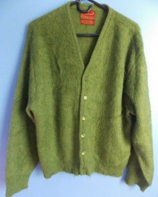 Vintage 70’s Sears Kings Road Sportswear Mohair Orlon Green Retro Cardigan Xl