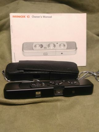 Vintage Black Minox C Spy Camera With Instruction Book