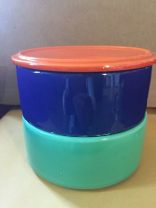 Vintage Fiesta Kitchen Kraft Stackable Refrigerator Bowl Jar Set With Lid