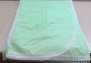 Matouk John Vintage Twin Blanket Cover Green White Swiss Dots & Lace Usa Made