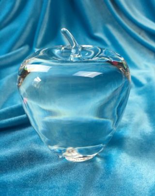 Vintage Steuben Crystal Apple Paperweight Figural Apple Glass Art