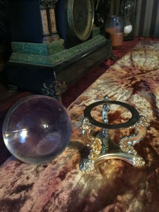 Calling all witches & wizards Magical Vintage Crystal Ball w Godinger Stand 4 U 8