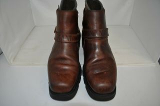 Karl Kani Vintage Motorcycle Harness Ankle Boots Brown Saddle Leather Men 12 M 2