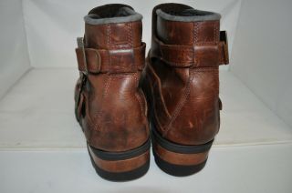 Karl Kani Vintage Motorcycle Harness Ankle Boots Brown Saddle Leather Men 12 M 4