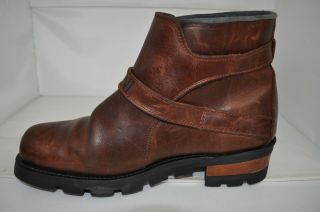 Karl Kani Vintage Motorcycle Harness Ankle Boots Brown Saddle Leather Men 12 M 6