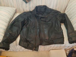 Vintage Barney’s Black Leather Jacket Made In Usa Size 46 Motorcycle Biker Belt