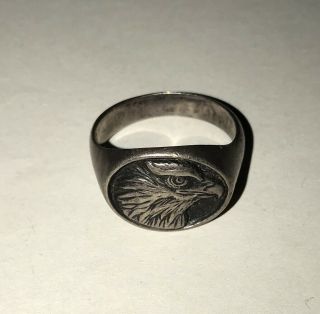 Vintage Retired James Avery Sterling Silver Eagle Head Ring - Signet Ring - Sz 11