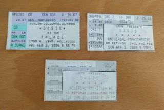 Oasis 3 Vintage Concert Ticket Stubs Noel Liam Gallagher Oasis Los Angeles