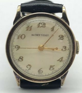 Vintage Mathey Tissot Mechanical 17 Jewel,  10k Gf Case Wrist Watch Sharp