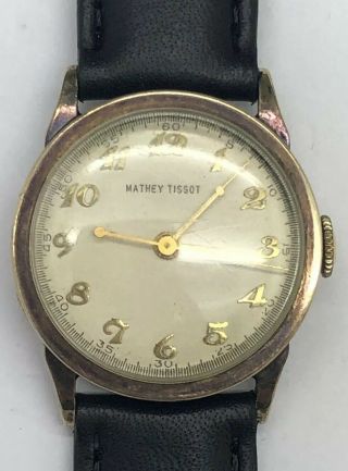 Vintage Mathey Tissot Mechanical 17 Jewel,  10K GF Case Wrist Watch Sharp 7