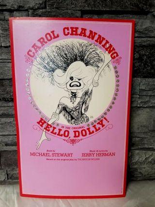 Vtg Carol Channing In The Hello Dolly Tour Poster Window Card Glitter