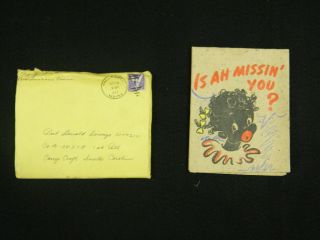 Vintage Wwii Hallmark Greeting Card Black Americana With Envelope Very Large