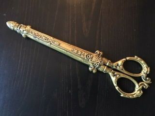 Ornate German Vintage Antique Sewing Scissors With Sheath
