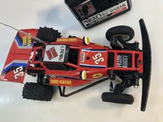 Vtg 1980 ' s Nikko Turbo Panther RC Car Remote Control Dune Buggy 35 Red Frame Toy 2
