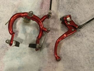 Old School Vintage Bmx Red Dia Comp 890 Brake An Early Dia Comp Lever 1981 Set