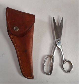 Vtg Cutco 8 " Take Apart Kitchen Scissors Shears Serrated Chrome Leather Sheath