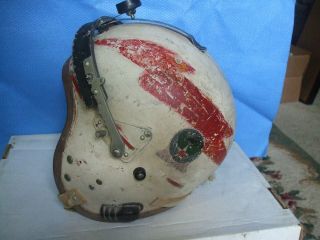 Vintage U.  S.  A.  U.  S.  Air Force Flight Helmet P - 4a Red Lightening Bolt Insignia