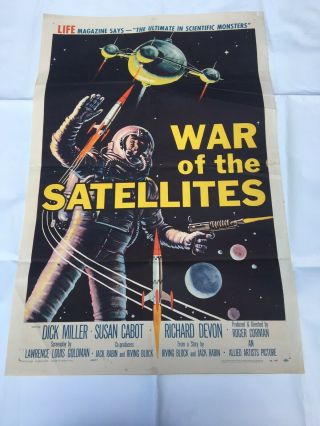 1958 War Of The Satellites Vintage Sci - Fi Movie Poster 41”x27”