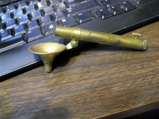 Vintage Brass Black Powder Flask Horn Measure Tool 10 - 110 Old
