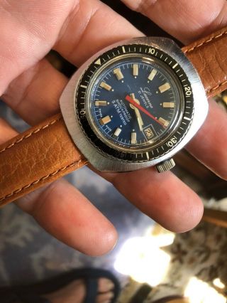 Vintage Automatic 21j Diver (5atm) Lucerne Mens Watch 1960s Blue Dial Great