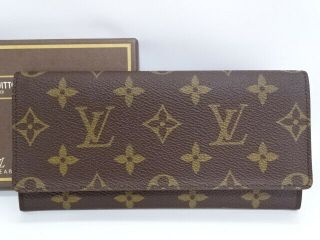 Auth Louis Vuitton Vintage Long Flap Wallet Monogram Brown France 36160174200 G