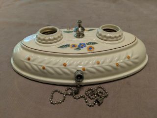 Antique - Vintage Porcelier Porcelain 2 - Bulb Ceiling Light Fixture,  Rewired