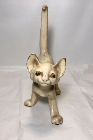 Vintage Anthony Freeman & Mcfarlin Pottery White Ceramic Standing Cat