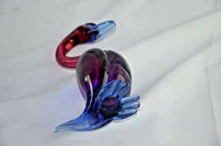 Vintage Mid Century Murano Art Glass Duck Blue/Purple/Red 8 