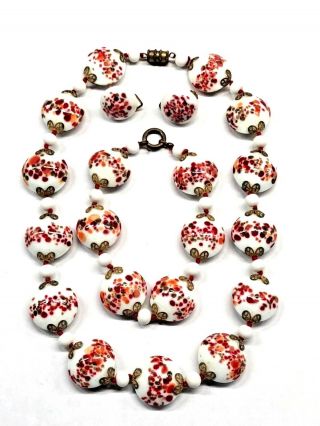 Vintage Venetian Italian Murano Glass Reds Gold Necklace Bracelet Earrings Set 2