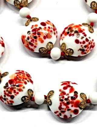 Vintage Venetian Italian Murano Glass Reds Gold Necklace Bracelet Earrings Set 4