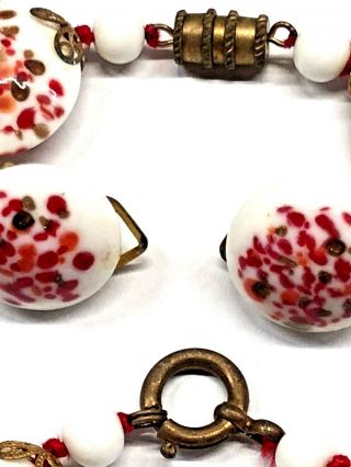 Vintage Venetian Italian Murano Glass Reds Gold Necklace Bracelet Earrings Set 6