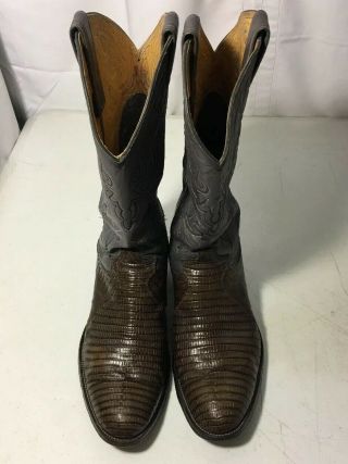 Rare Exotic Skin Justin Mens Size 10 1/2 D Western Cowboy Boots Rodeo Vintage