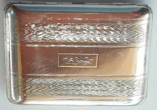 Vintage Elgin American Usa Sterling Silver Art Deco Cigarette Case Engraved Vgc