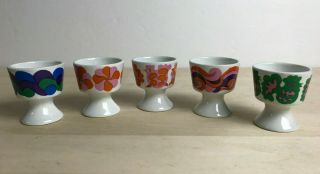 Arabia Finland Vintage Mid Century Mamselli Egg Cups Set Of 5