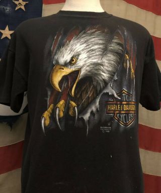 Vintage 90’s Harley Davidson 3d Emblem 1990 Biker Eagle T Shirt Sz Xl Thin