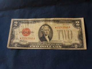 Vintage 1928 F $2 Dollar Red Seal Star Note