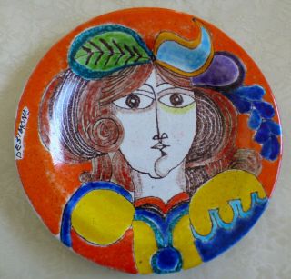 Vintage De Simone Signed Italian Art Pottery Plate Majolica 10 " Cefalu Italy